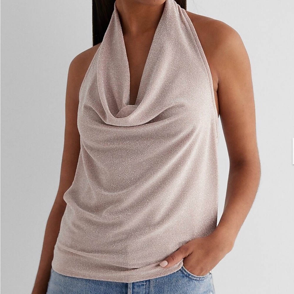 Express Metallic Blush halter Top